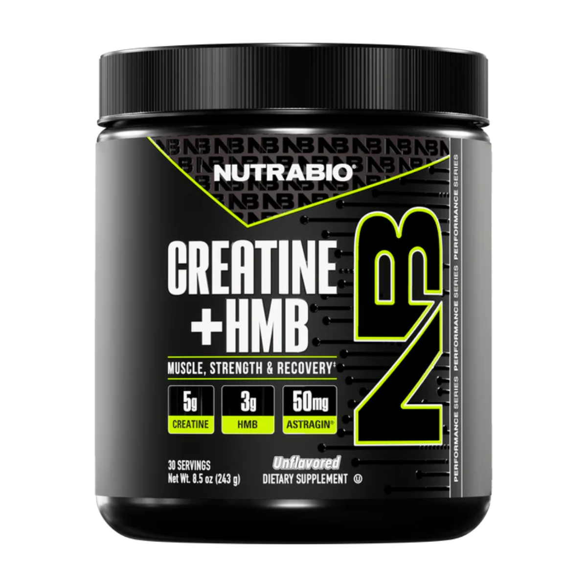NutraBio, Monohydrate Creatine+ HMB, Micronized Powder, Fast Absorption and Maxizimes Muscle, 30ser