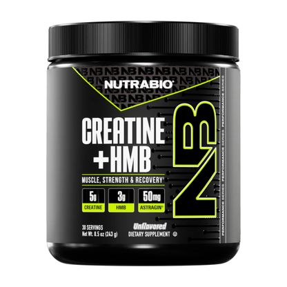 NutraBio, Monohydrate Creatine+ HMB, Micronized Powder, Fast Absorption and Maxizimes Muscle, 30ser