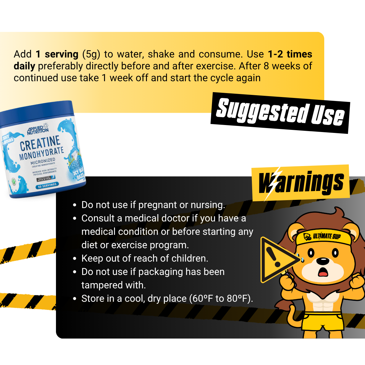 Applied Nutrition, Creatine Monohydrate Micronized Powder, Increases High-Intensity Physical Performance, 250-500g - Ultimate Sup Singapore