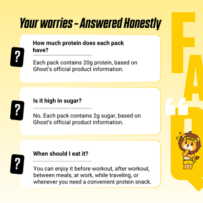 GHOST Dual Protein Bar 20g Protein & 2g Sugar for Muscle Recovery Various Flavor 3-12pc