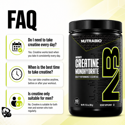 NutraBio, Monohydrate Creatine Powder, Micronized for Fast Absorption and Maxizimes Muscle, 150-500g