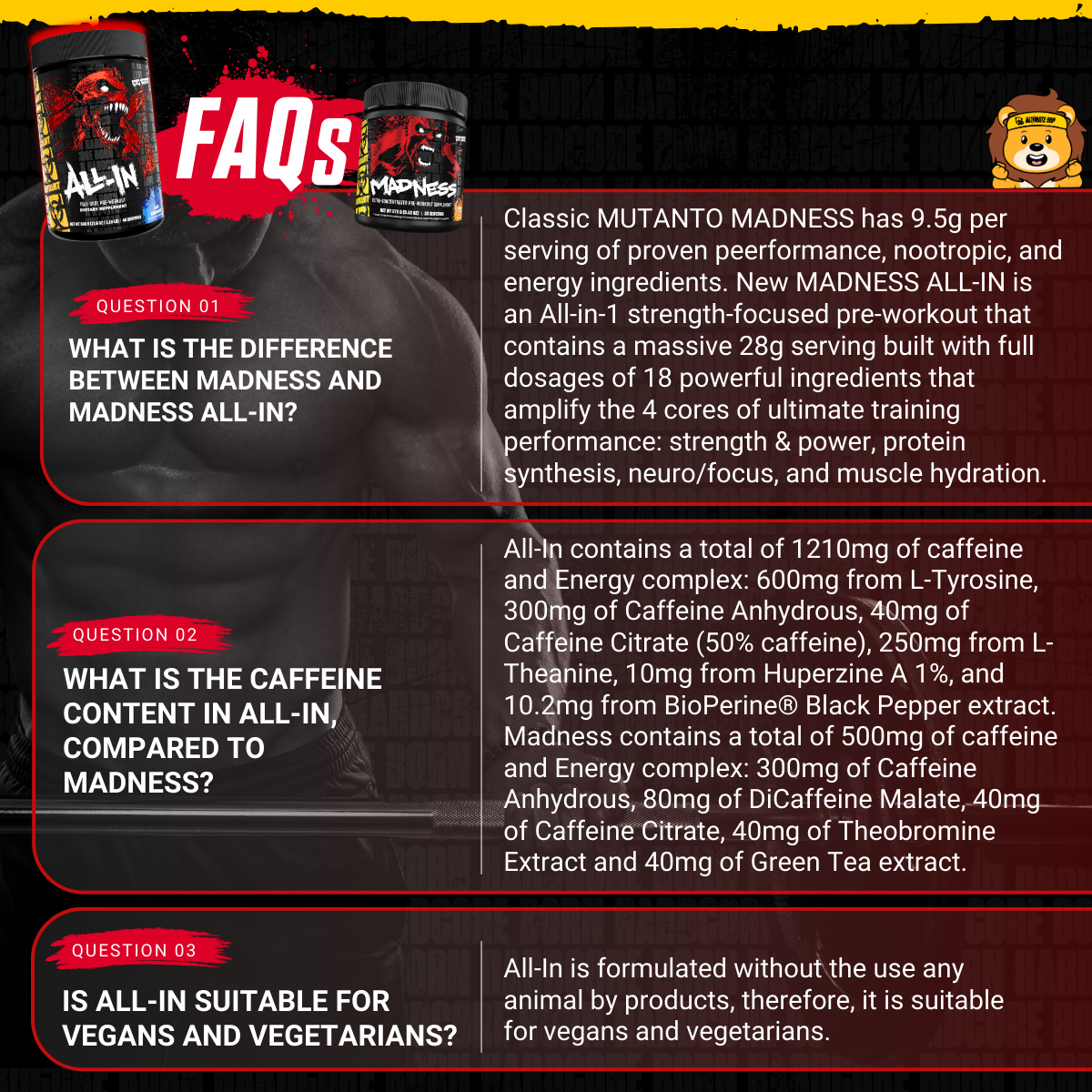 Mutant ALL IN, Stimulant Pre-workout, 500 grams