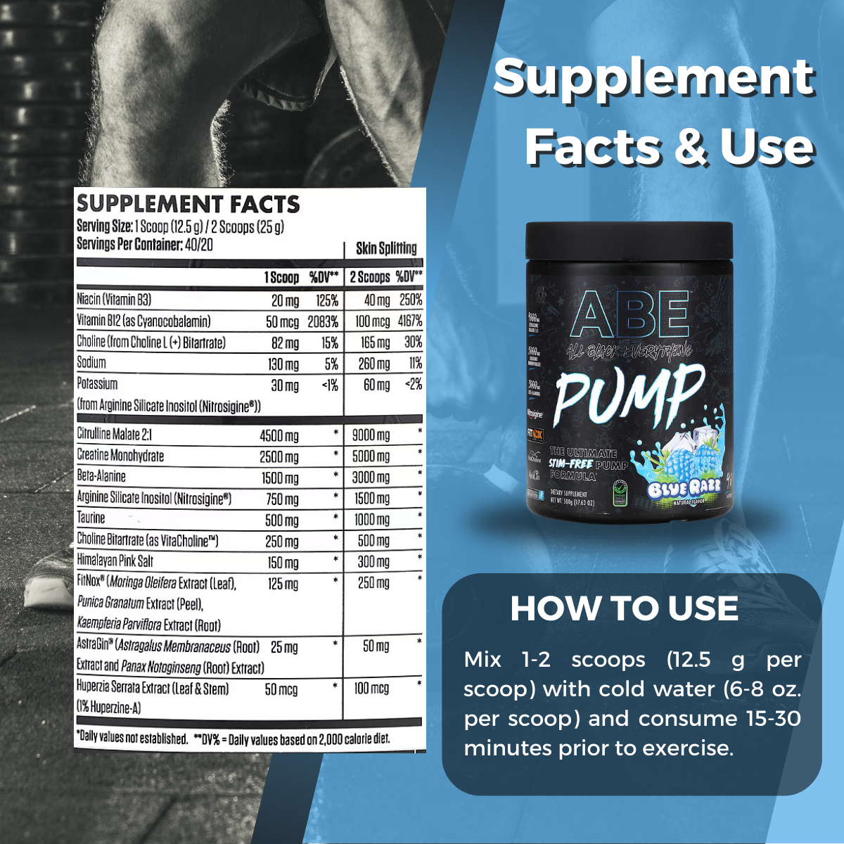 ABE, Pump - Stim-Free Pre Workout Powder, 17.63 oz (500 g) - Ultimate Sup Singapore