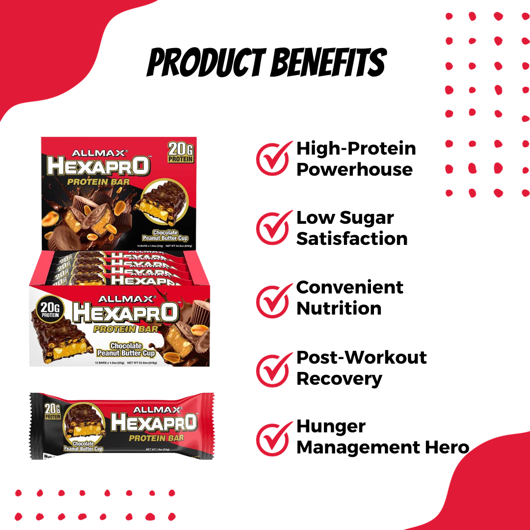ALLMAX, Hexapro Protein Bar, 20g Protein Per Bars, 3 - 12 Bars, 1.9 oz (54 g) Each - Ultimate Sup Singapore