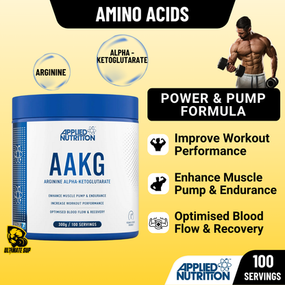 Applied Nutrition, AAKG (Arginine Alpha-Ketoglutarate), Power & Pump Formula, 300g - Ultimate Sup Singapore