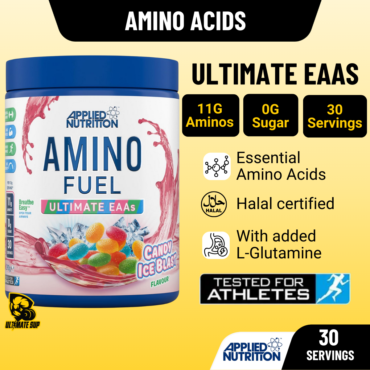 Applied Nutrition Amino Fuel, EAA Essential Amino Acids Powder, Muscle Fuel & Recovery 390g - Ultimate Sup Singapore