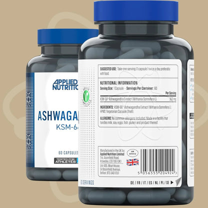 Applied Nutrition, Ashwagandha KSM-66, Mood & Wellbeing Support, 60 Capsules - Ultimate Sup Singapore