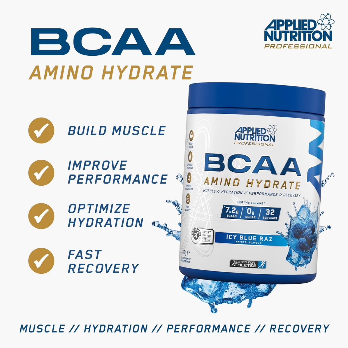 Applied Nutrition BCAA Powder, Branched Chain Amino Acids BCAAs Supplement, Intra Workout & Recovery Energy Drink 450g - Ultimate Sup Singapore