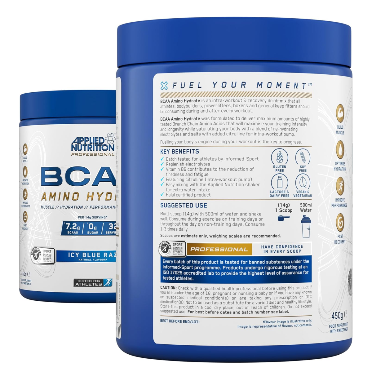 Applied Nutrition BCAA Powder, Branched Chain Amino Acids BCAAs Supplement, Intra Workout & Recovery Energy Drink 450g - Ultimate Sup Singapore