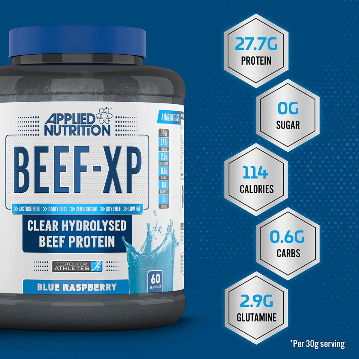 Applied Nutrition, Beef Protein Isolate, Hydrolysed Beef Protein for Muscle Building and Recovery, Fast Absorption, 60ser - Ultimate Sup Singapore