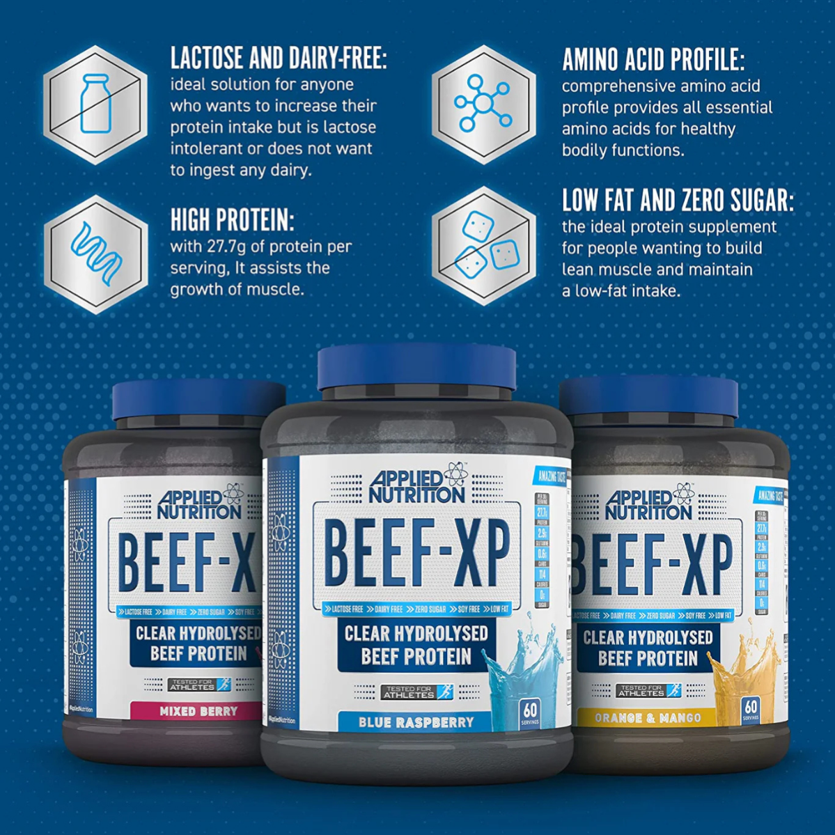 Applied Nutrition, Beef Protein Isolate, Hydrolysed Beef Protein for Muscle Building and Recovery, Fast Absorption, 60ser - Ultimate Sup Singapore