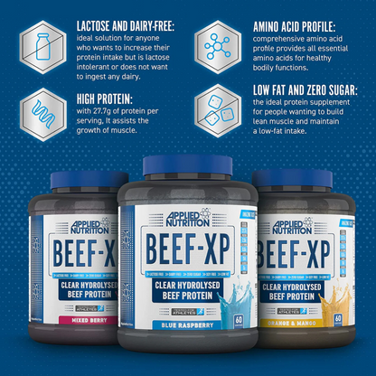 Applied Nutrition, Beef Protein Isolate, Hydrolysed Beef Protein for Muscle Building and Recovery, Fast Absorption, 60ser - Ultimate Sup Singapore