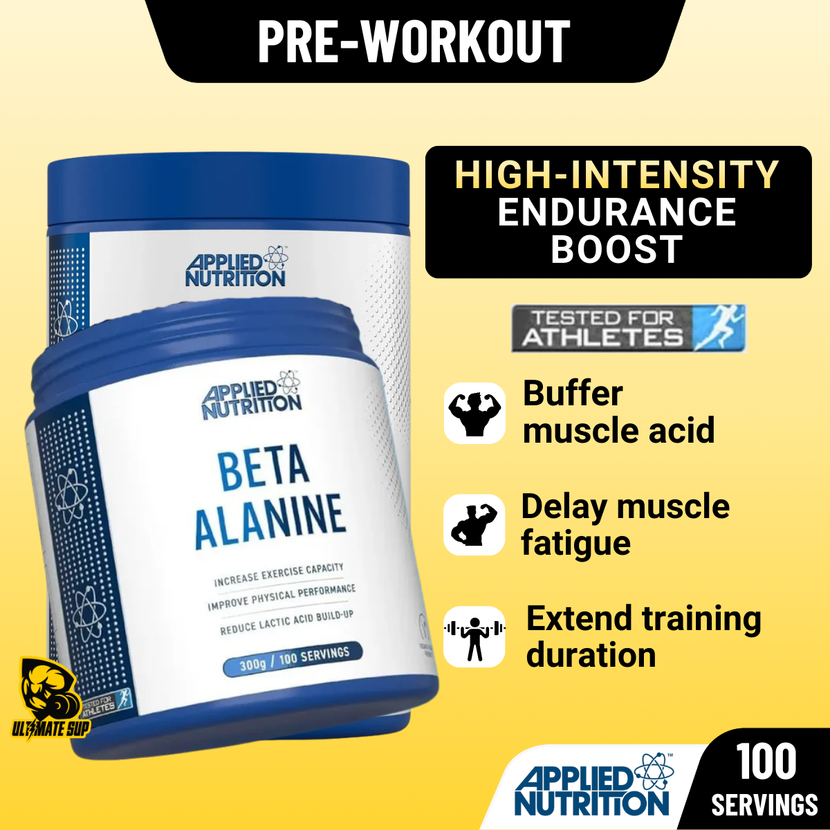 Applied Nutrition, Beta-Alanine, Preworkout, Boost Endurance, 300g - Ultimate Sup Singapore