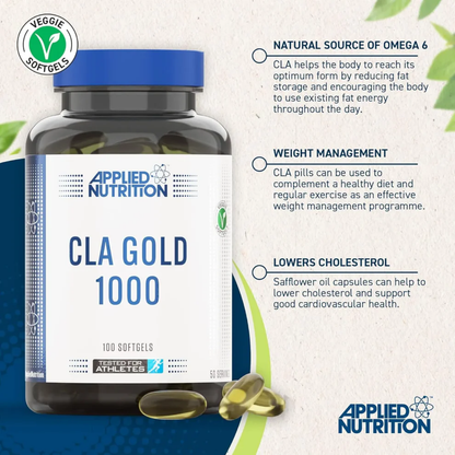 Applied Nutrition, CLA Gold, Omega-6 Fatty Acid Support, 1000mg 100 SOFT GELS - Ultimate Sup Singapore