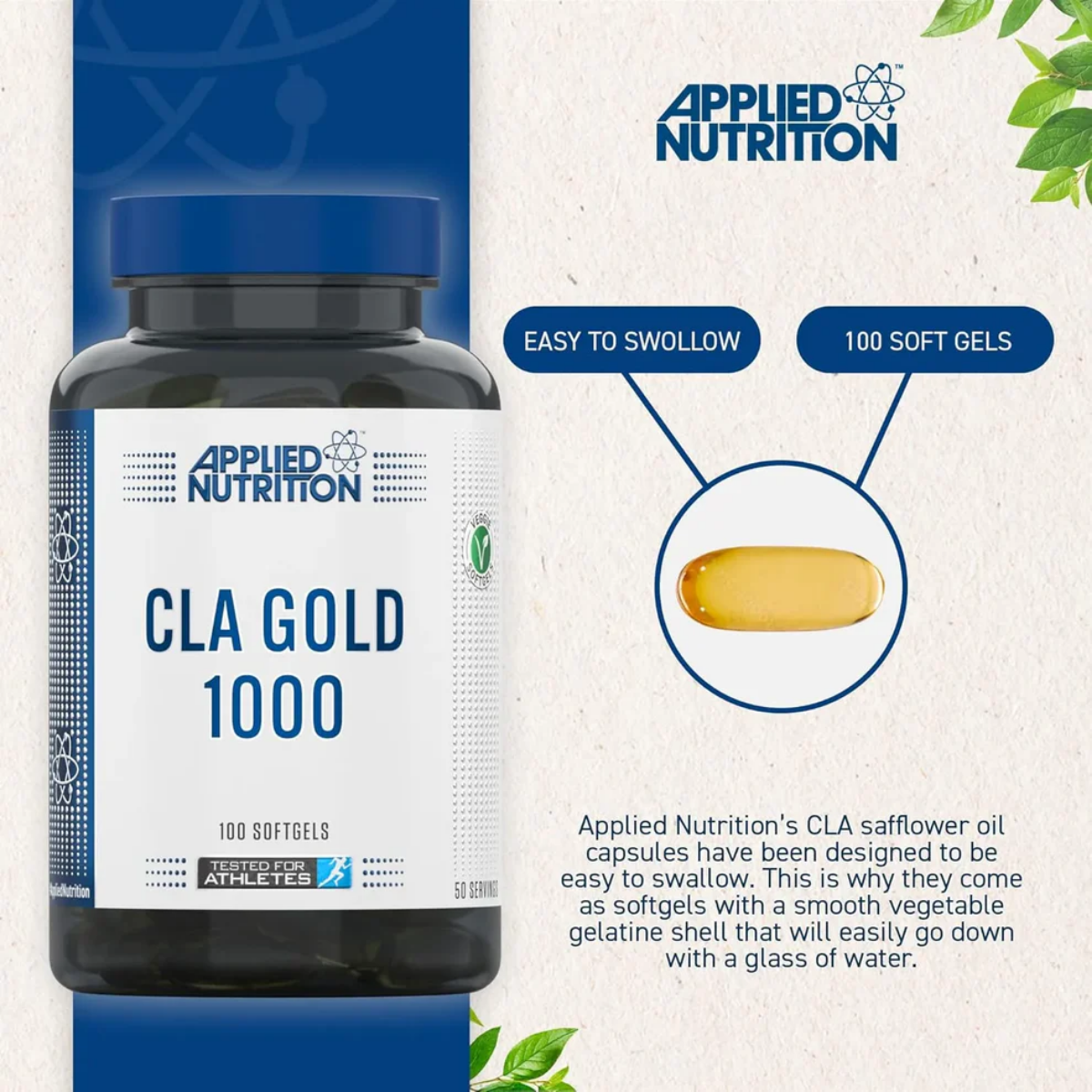 Applied Nutrition, CLA Gold, Omega-6 Fatty Acid Support, 1000mg 100 SOFT GELS - Ultimate Sup Singapore