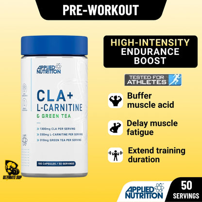Applied Nutrition, CLA + L-Carnitine & Green Tea, Metabolism & Energy Support, 100 Capsules - Ultimate Sup Singapore
