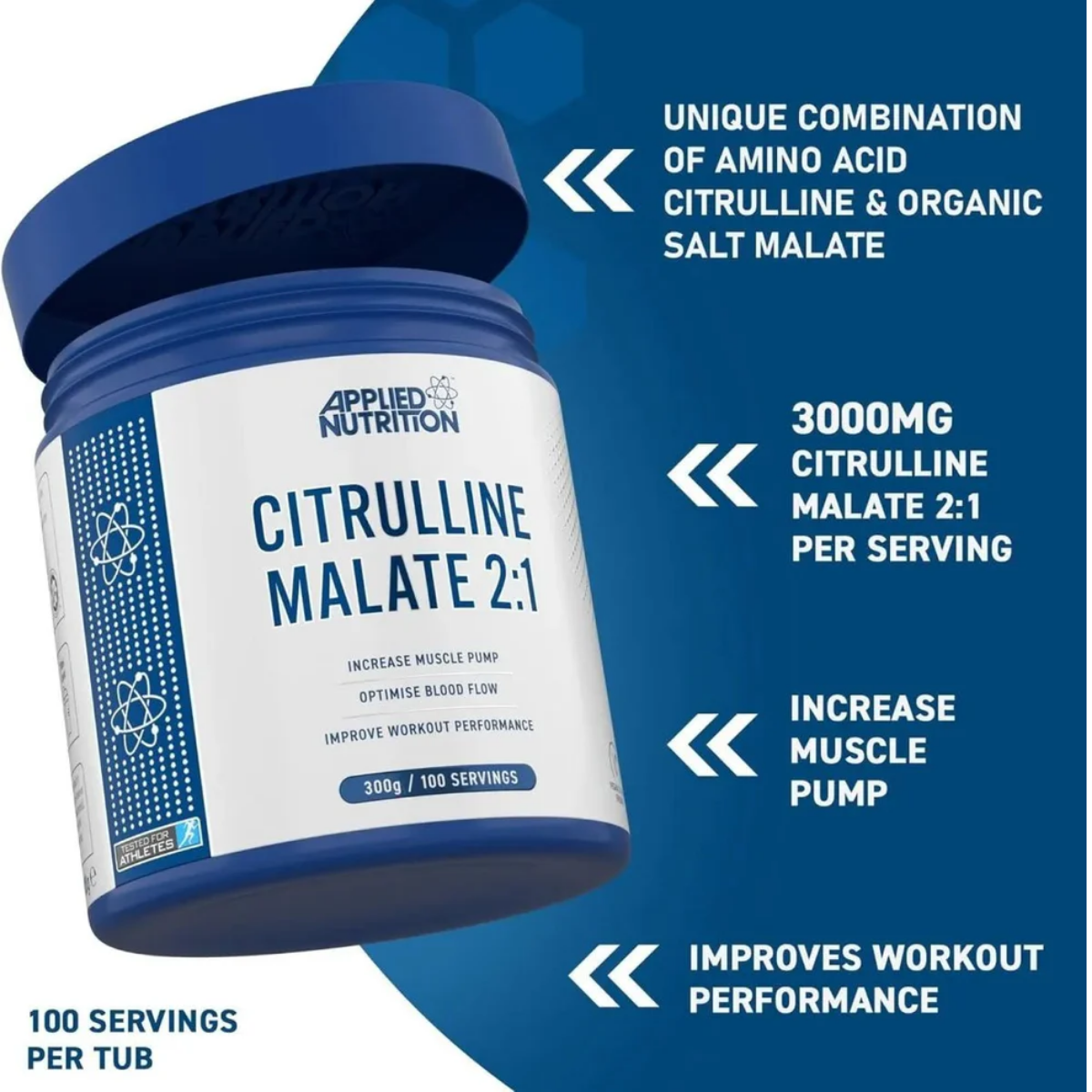 Applied Nutrition, Citrulline Malate, PreWorkout, Imrove Performance, 300g - Ultimate Sup Singapore