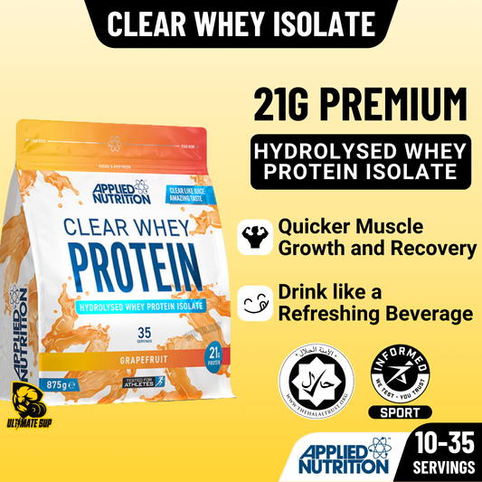 Applied Nutrition, Clear Hydrolysed Whey Isolate, Clear Protein Drink for Muscle Gain & Recovery, Fast Absorption, Low Calorie, 10-35ser - Ultimate Sup Singapore
