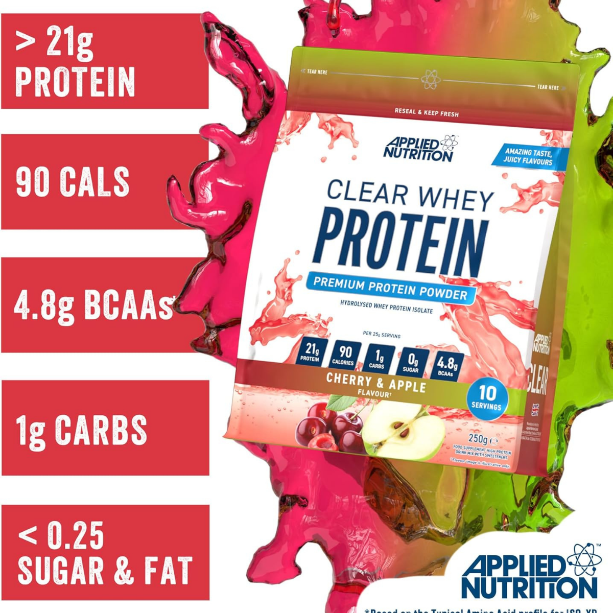 Applied Nutrition, Clear Hydrolysed Whey Isolate, Clear Protein Drink for Muscle Gain & Recovery, Fast Absorption, Low Calorie, 10-35ser - Ultimate Sup Singapore