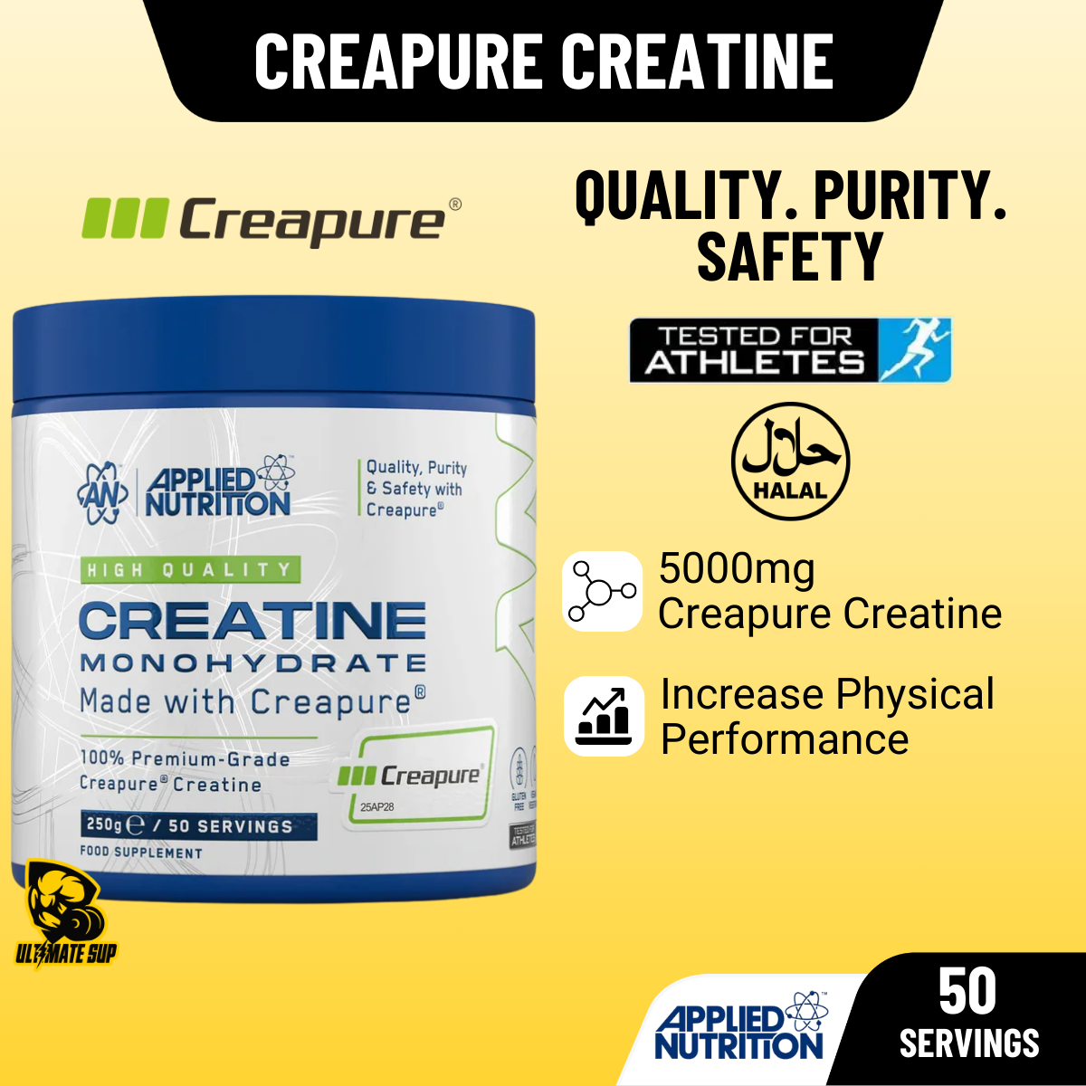 Applied Nutrition Creapure Creatine, The Gold Standard of Creatine 250g - Ultimate Sup Singapore