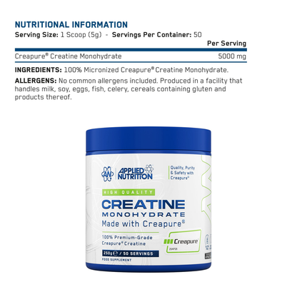 Applied Nutrition Creapure Creatine, The Gold Standard of Creatine 250g - Ultimate Sup Singapore