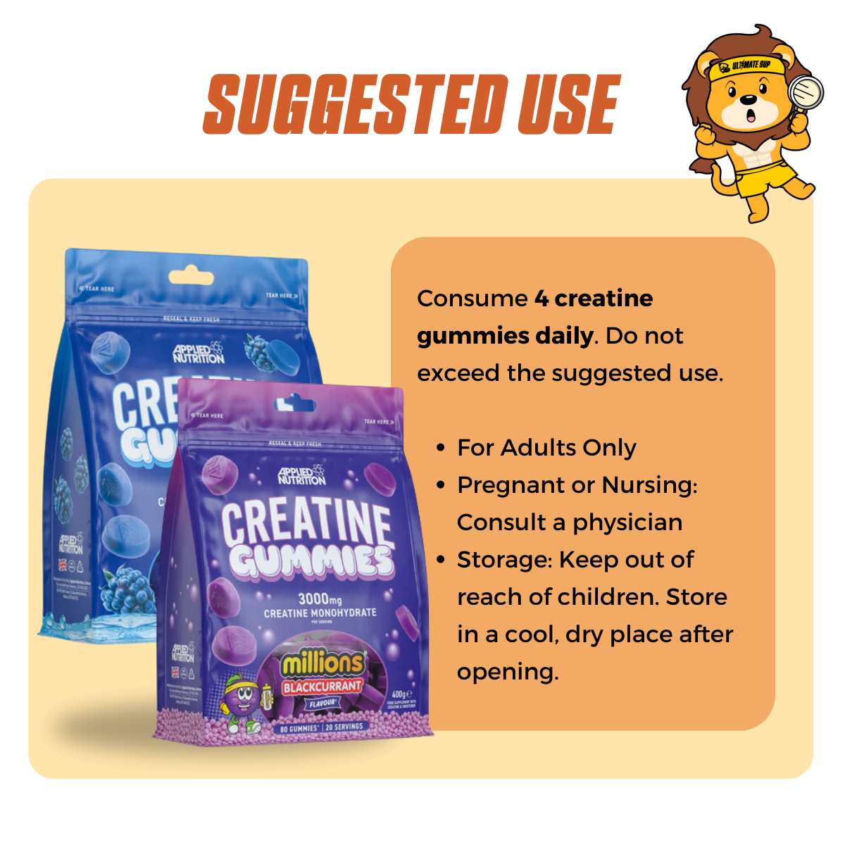 Applied Nutrition Creatine Monohydrate Gummies, Build Muscle, Various Flavors, 20 servings - Ultimate Sup Singapore