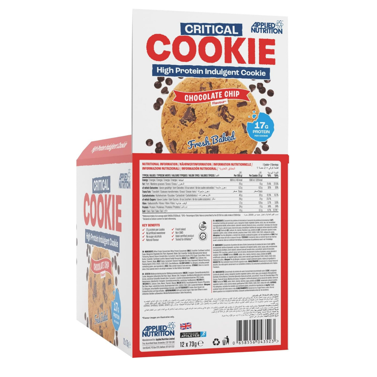 Applied Nutrition, Critical Cookie, High Protein Baked Cookie, Protein Snack for Gym, Build Muscle, 3-12packs - Ultimate Sup Singapore