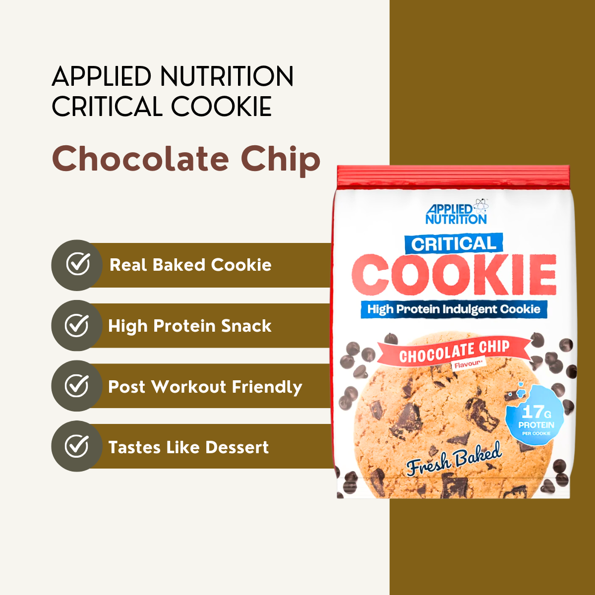 Applied Nutrition, Critical Cookie, High Protein Baked Cookie, Protein Snack for Gym, Build Muscle, 3-12packs - Ultimate Sup Singapore