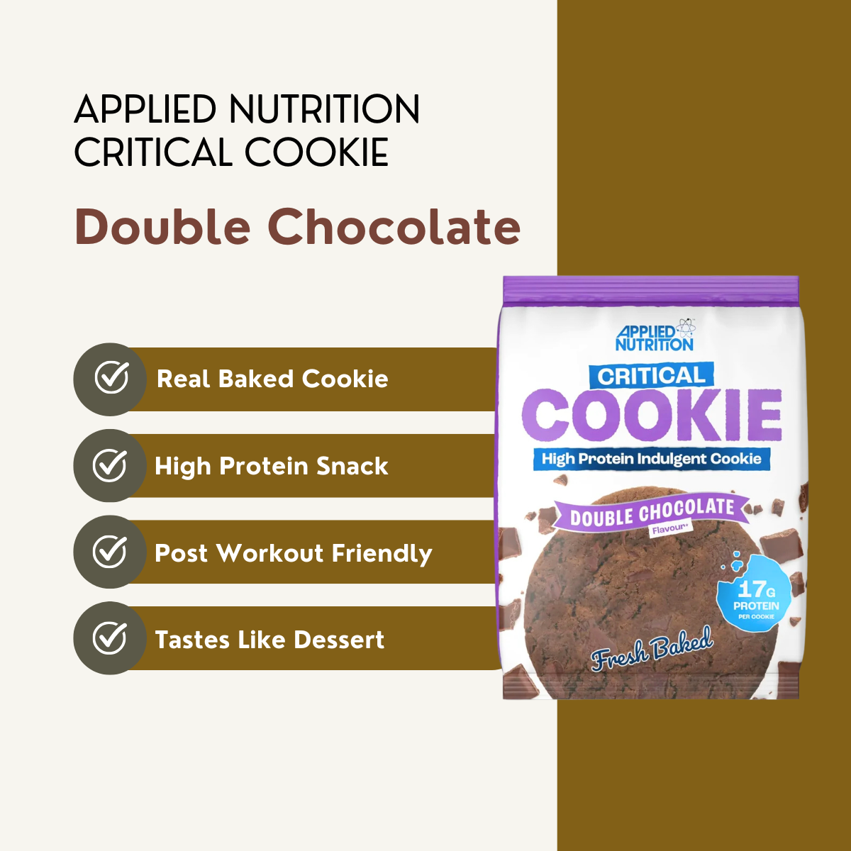 Applied Nutrition, Critical Cookie, High Protein Baked Cookie, Protein Snack for Gym, Build Muscle, 3-12packs - Ultimate Sup Singapore