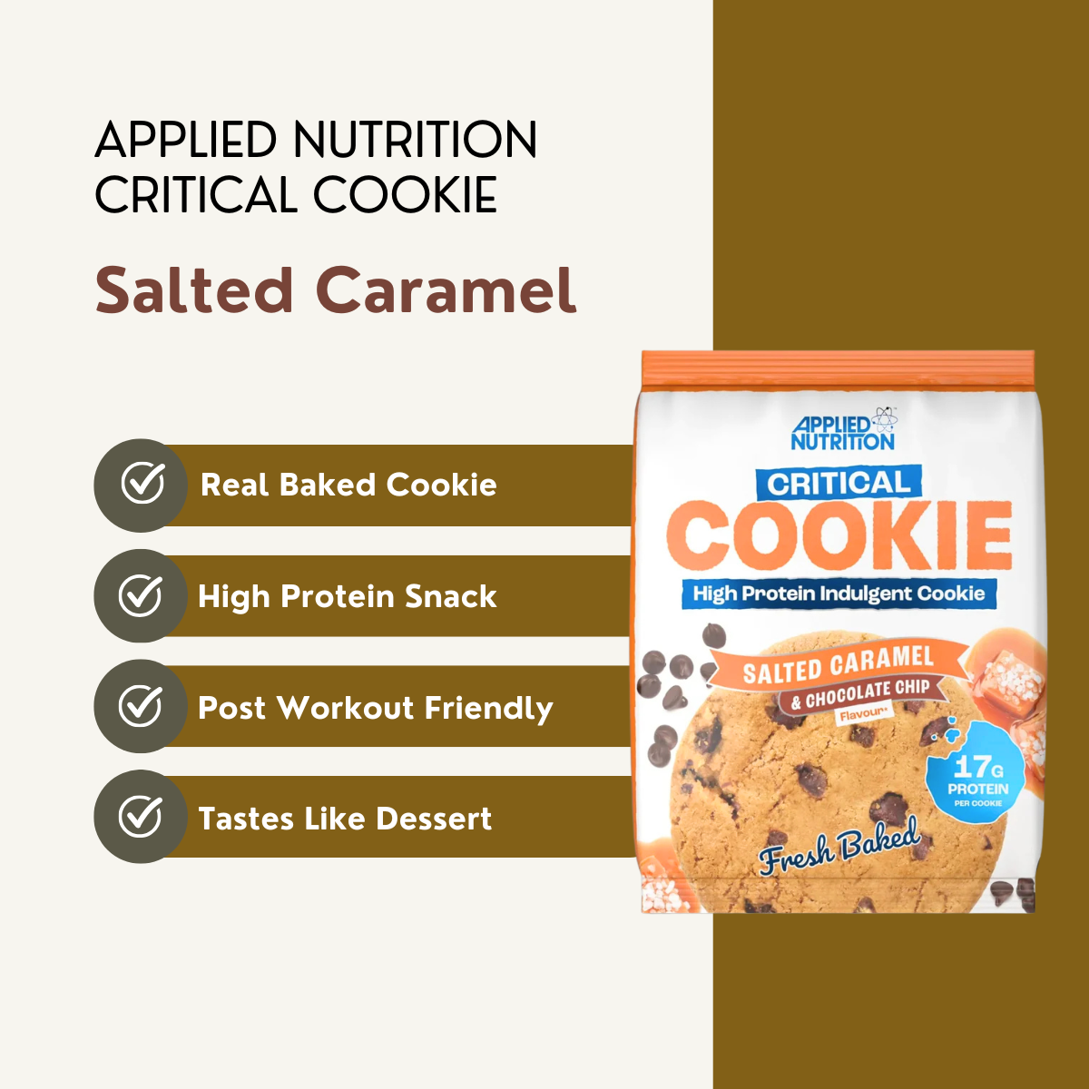 Applied Nutrition, Critical Cookie, High Protein Baked Cookie, Protein Snack for Gym, Build Muscle, 3-12packs - Ultimate Sup Singapore