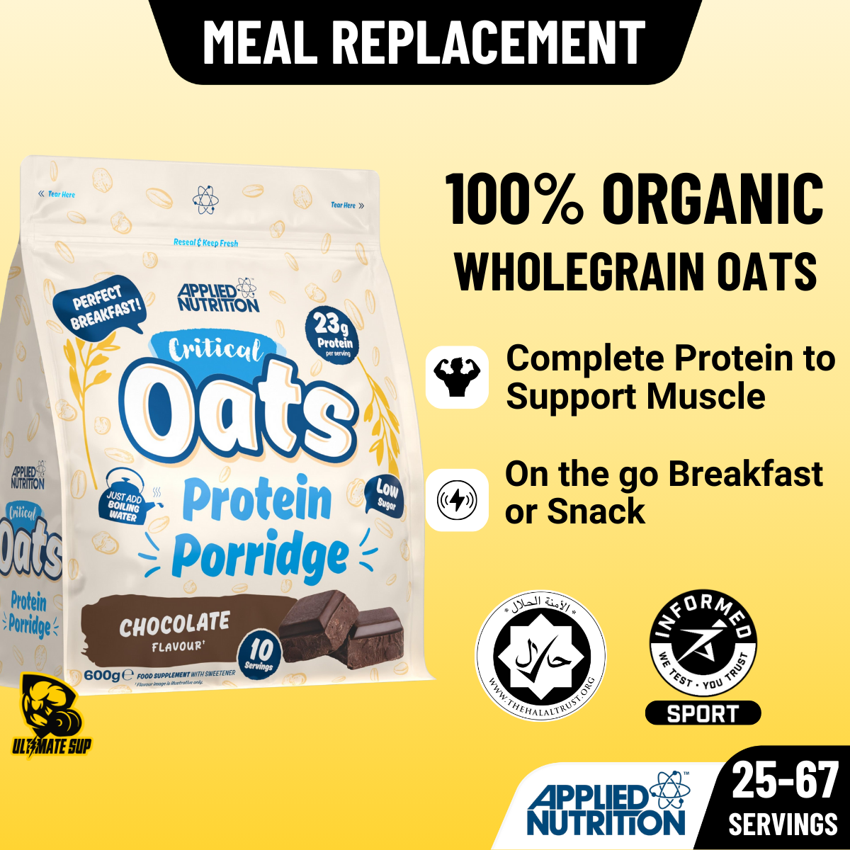 Applied Nutrition, Critical Oats, High Protein Meal Replacement, Healthy for Energy & Fullness, 600g-3kg - Ultimate Sup Singapore