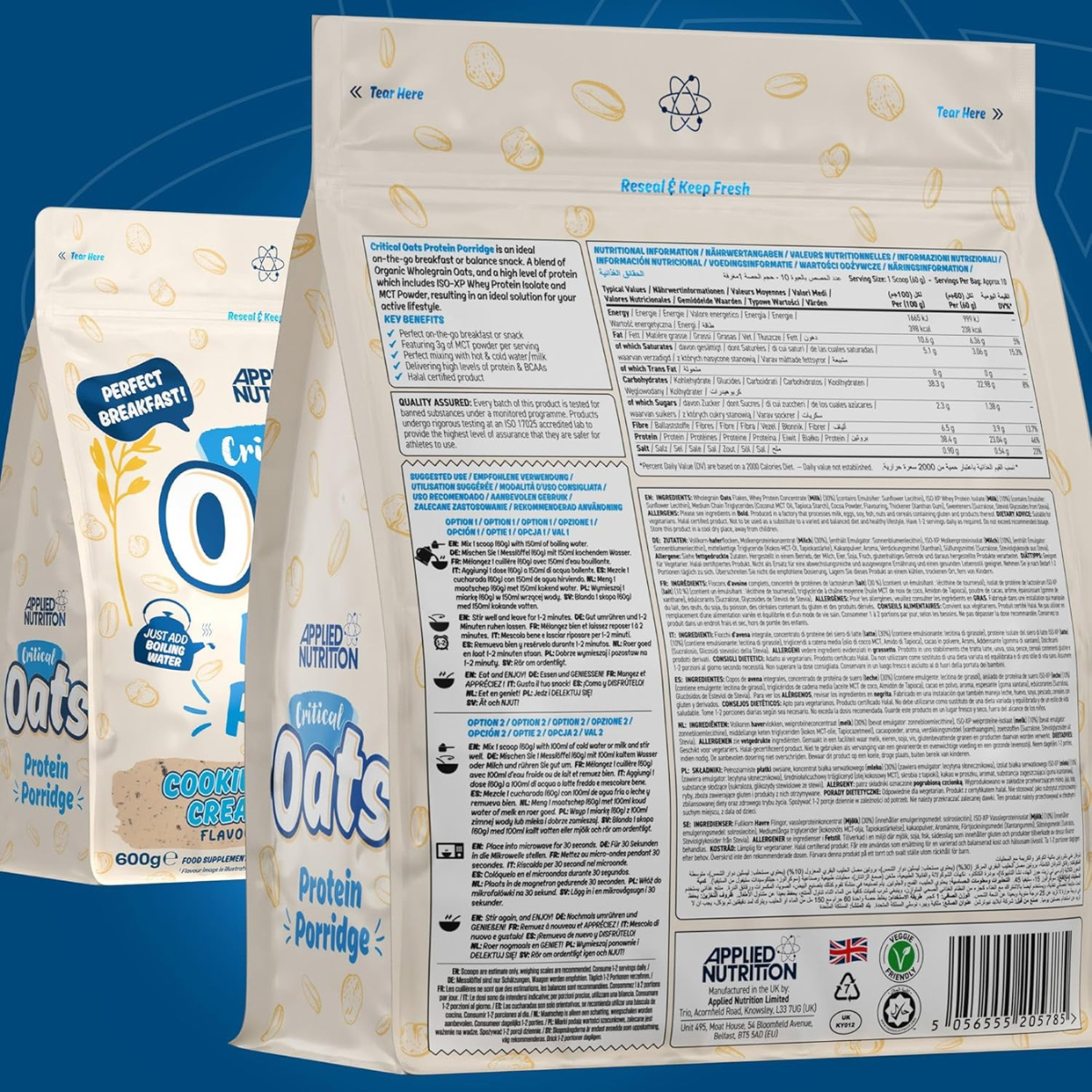 Applied Nutrition, Critical Oats, High Protein Meal Replacement, Healthy for Energy & Fullness, 600g-3kg - Ultimate Sup Singapore