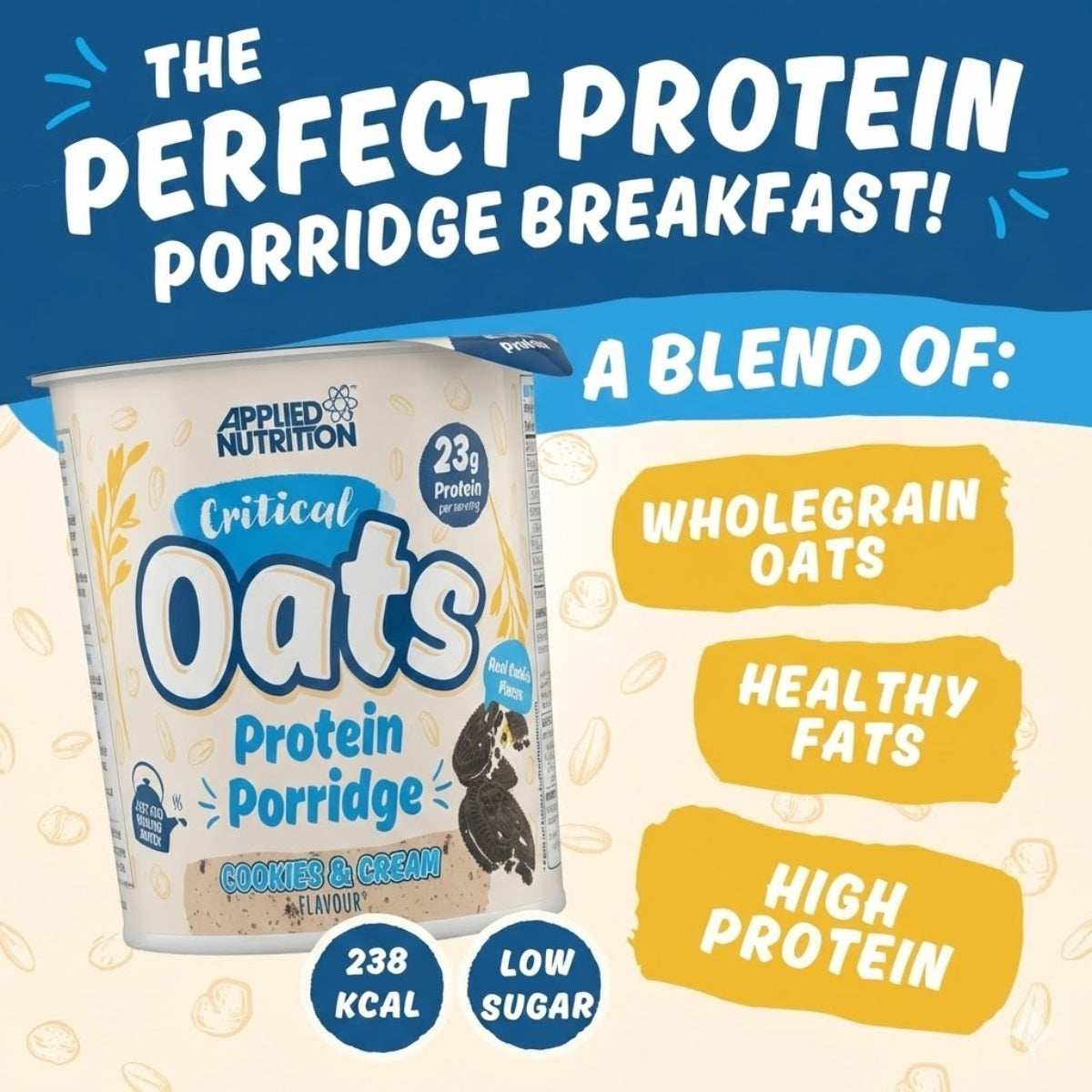 Applied Nutrition Critical Oats Protein Porridge Pots, Organic Oats, Clean Carbs And Healthy Fats 60g (1 serving) - Ultimate Sup Singapore