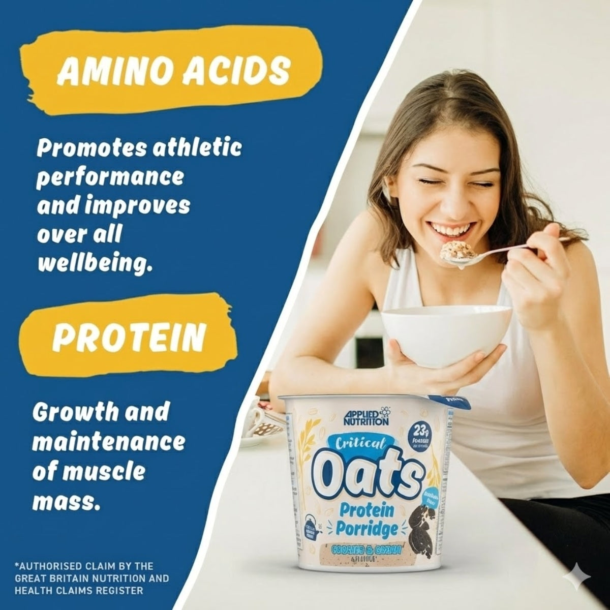 Applied Nutrition Critical Oats Protein Porridge Pots, Organic Oats, Clean Carbs And Healthy Fats 60g (1 serving) - Ultimate Sup Singapore