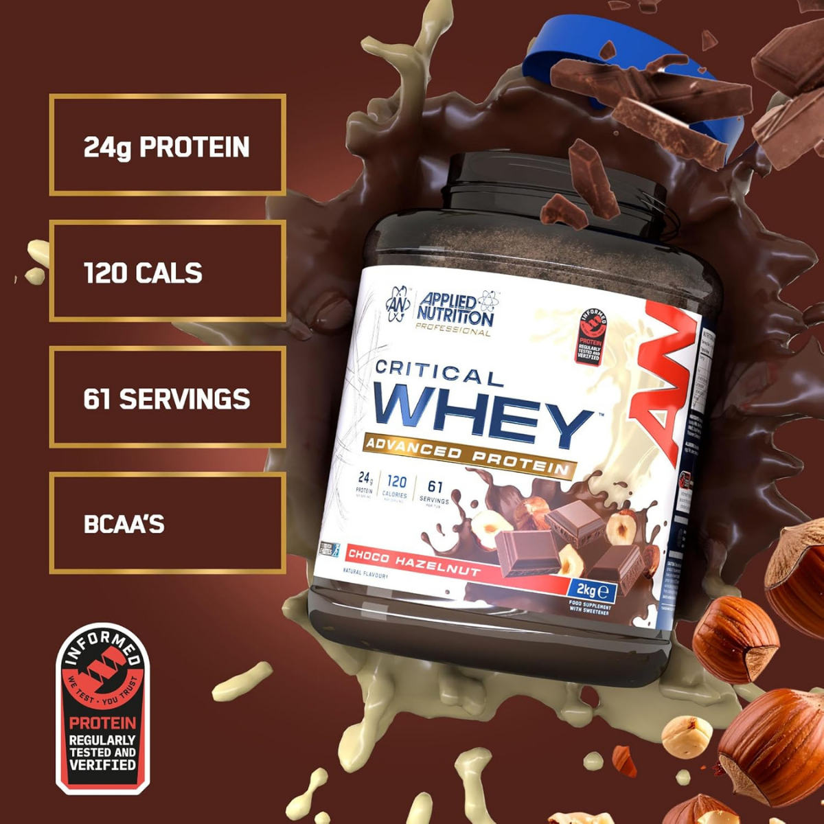 Applied Nutrition, Critical Whey Protein, Triple Blend Whey for Muscle Growth and Recovery After Training, 25-67ser - Ultimate Sup Singapore