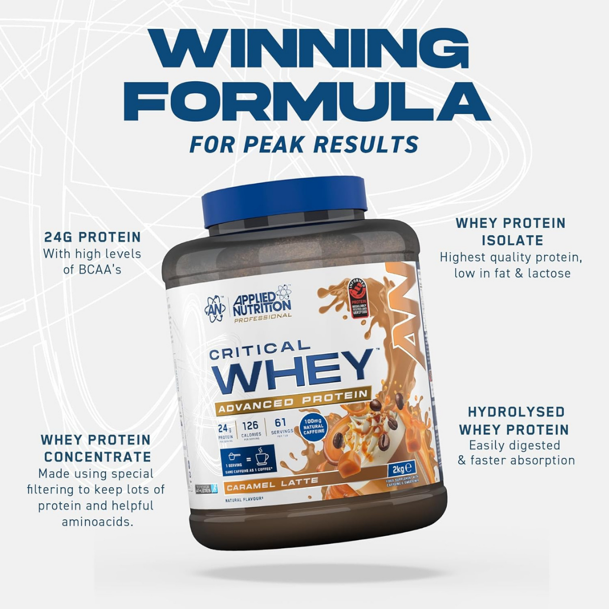 Applied Nutrition, Critical Whey Protein, Triple Blend Whey for Muscle Growth and Recovery After Training, 25-67ser - Ultimate Sup Singapore