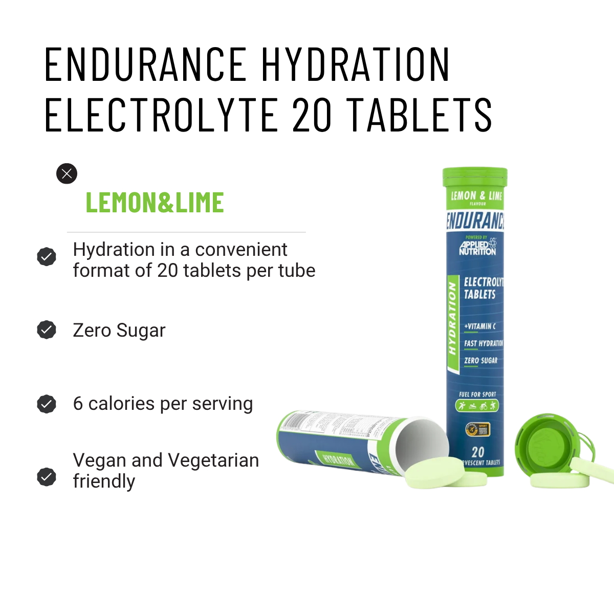 Applied Nutrition Endurance Hydration Electrolyte Sugar Free, Low Calorie, Boost Performance 20 tabs - Ultimate Sup Singapore