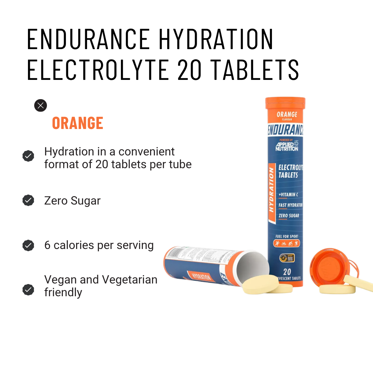 Applied Nutrition Endurance Hydration Electrolyte Sugar Free, Low Calorie, Boost Performance 20 tabs - Ultimate Sup Singapore