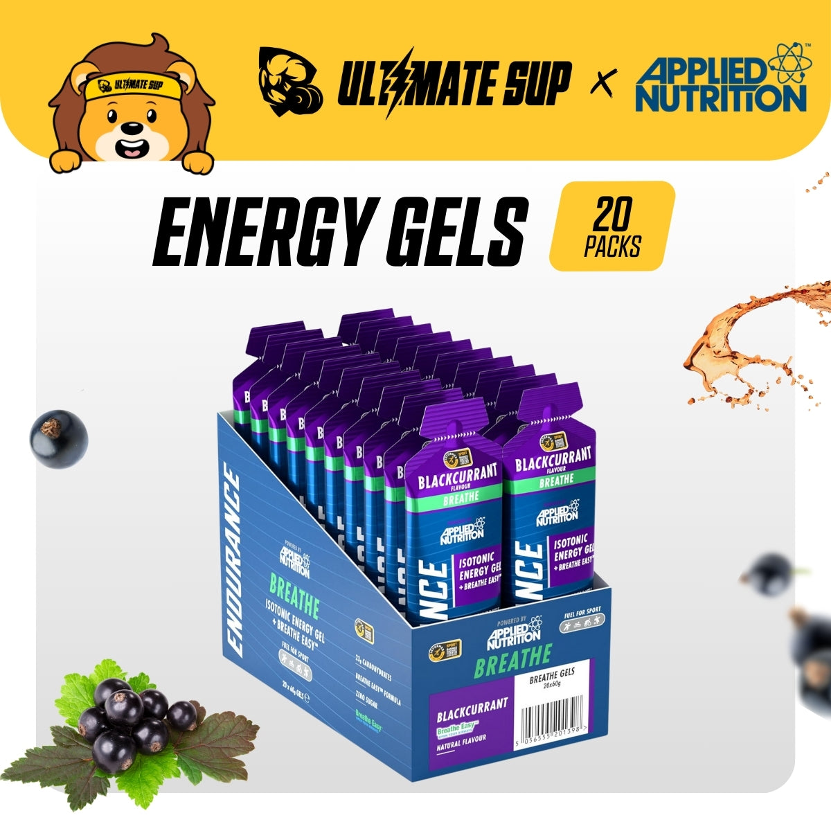 Applied Nutrition Endurance Isotonic Energy Gel - Breathe 60G, 20 packs - Ultimate Sup Singapore