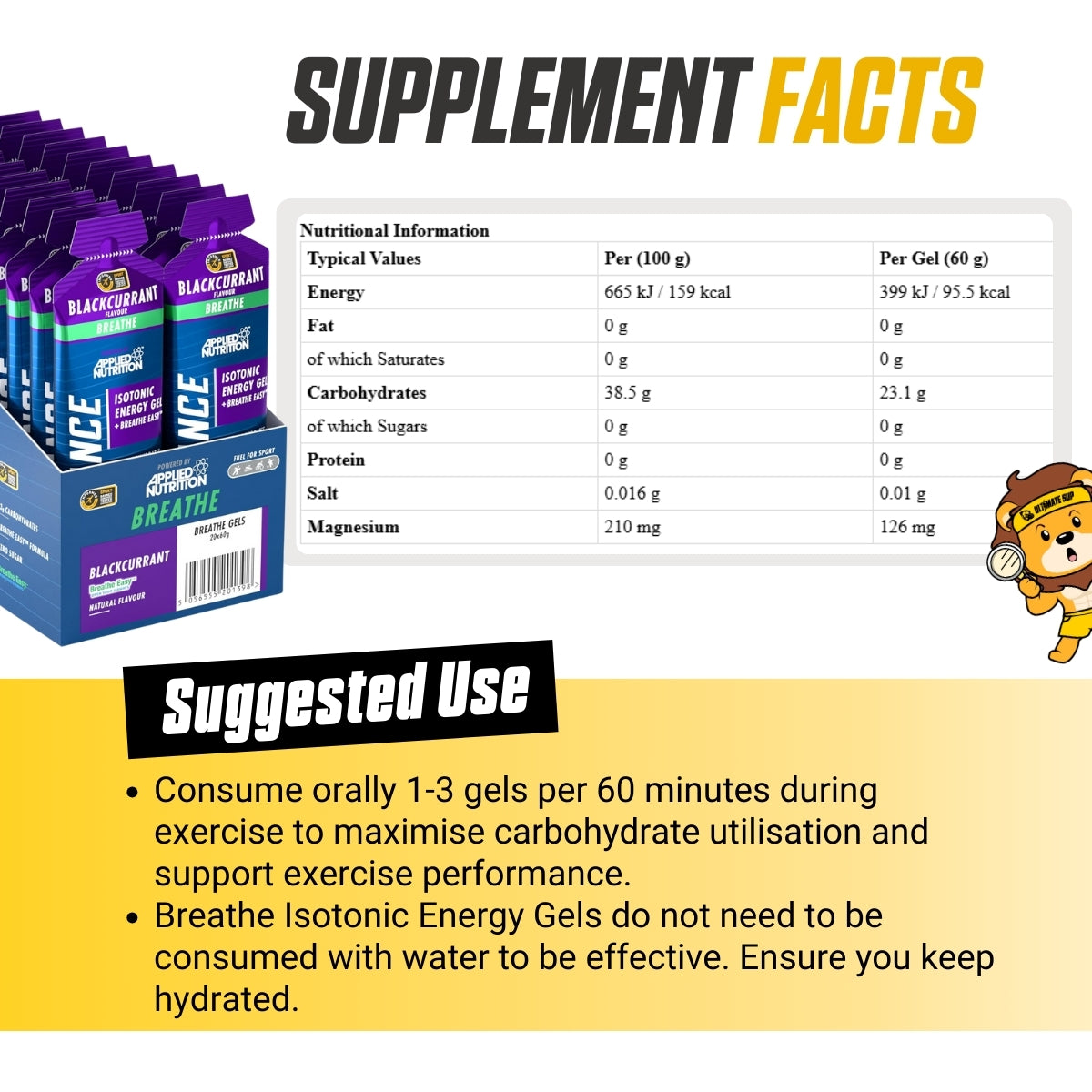 Applied Nutrition Endurance Isotonic Energy Gel - Breathe 60G, 20 packs - Ultimate Sup Singapore