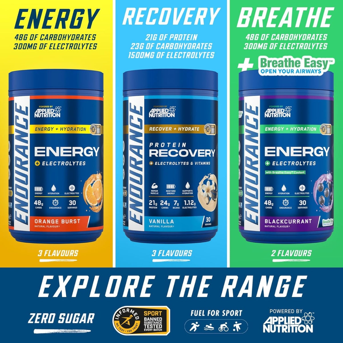 Applied Nutrition, Endurance Recovery, Post Workout Recovery, Fast Absorbing Carb, Added Vitamins & Electrolytes, 30ser - Ultimate Sup Singapore