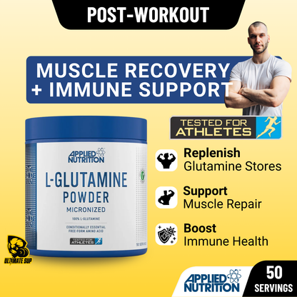 Applied Nutrition, Glutamine Powder, Pure Micronized, Muscle Recovery & Immune Support, 250g - Ultimate Sup Singapore
