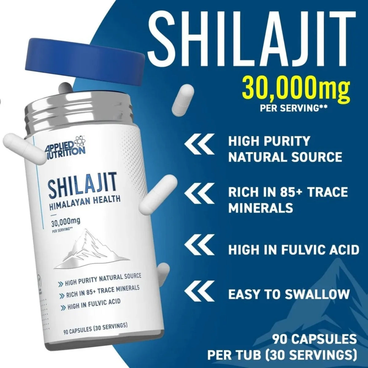 Applied Nutrition, Pure Himalayan Shilajit, Energy & Vitality Support, 90 Capsules - Ultimate Sup Singapore