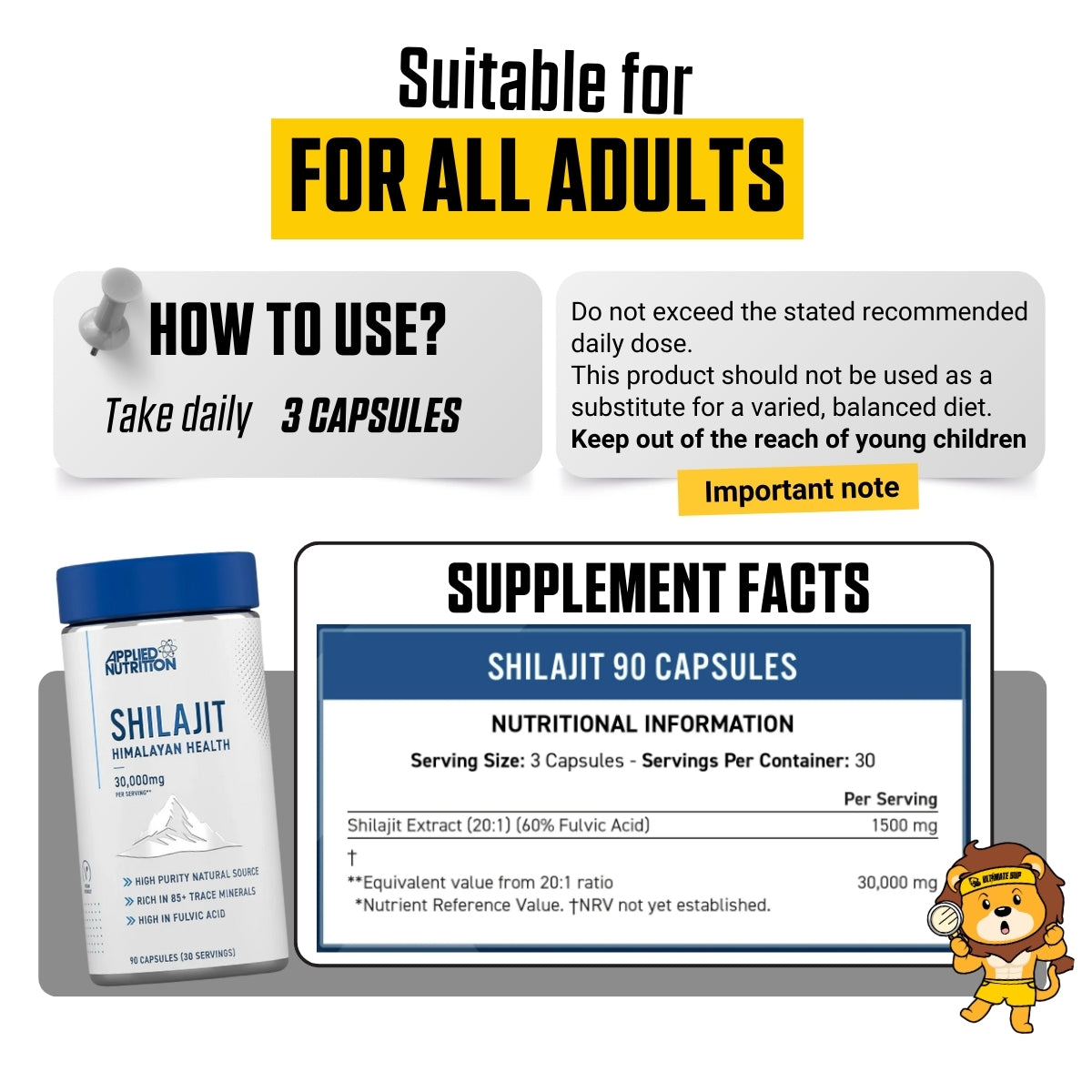 Applied Nutrition, Pure Himalayan Shilajit, Energy & Vitality Support, 90 Capsules - Ultimate Sup Singapore