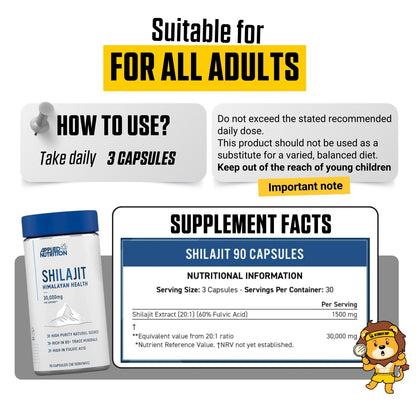Applied Nutrition, Pure Himalayan Shilajit, Energy & Vitality Support, 90 Capsules - Ultimate Sup Singapore