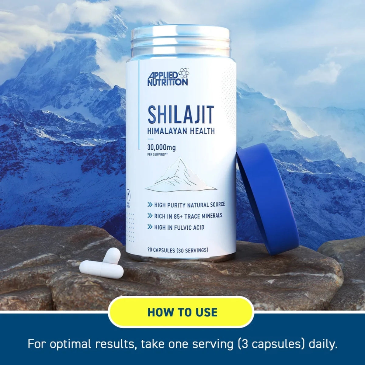 Applied Nutrition, Pure Himalayan Shilajit, Energy & Vitality Support, 90 Capsules - Ultimate Sup Singapore