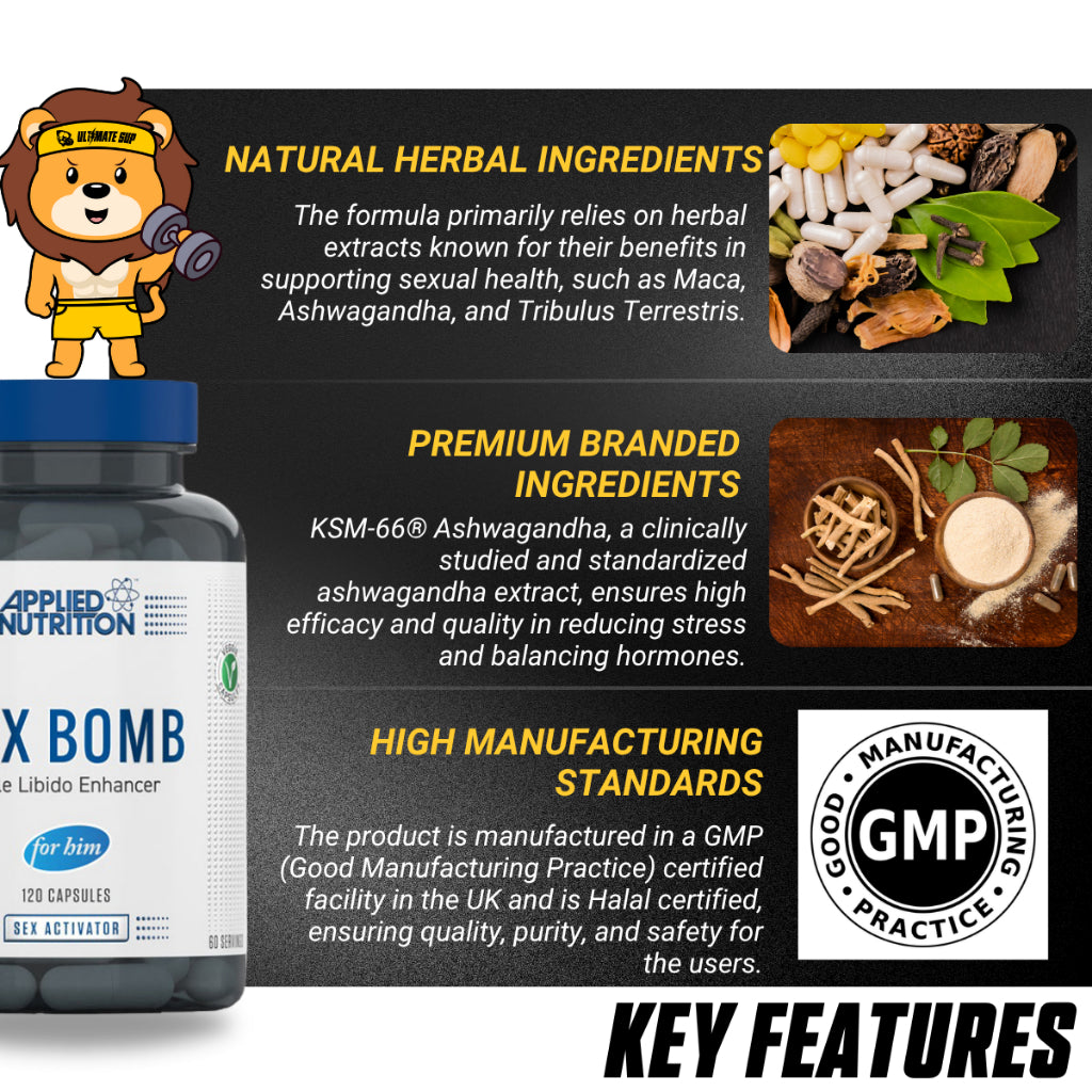 Applied Nutrition, Sex Bomb For Him, 120 Capsule - Ultimate Sup Singapore