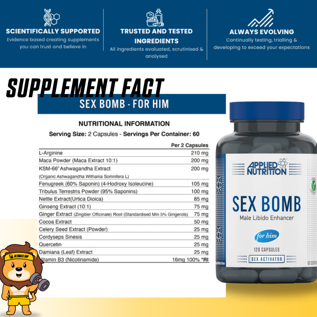 Applied Nutrition, Sex Bomb For Him, 120 Capsule - Ultimate Sup Singapore
