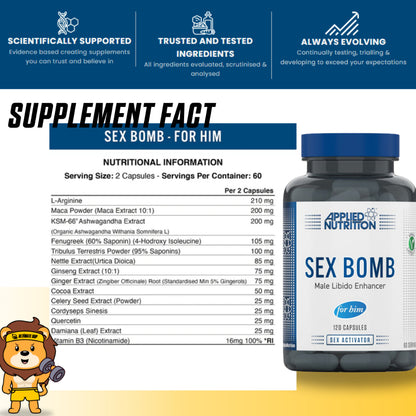Applied Nutrition, Sex Bomb For Him, 120 Capsule - Ultimate Sup Singapore