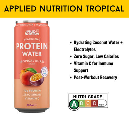Applied Nutrition, Sparkling Protein Water, Hydrating Coconut Drink + Electrolytes with vitamin C, 3-12cans - Ultimate Sup Singapore